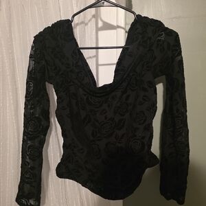 Wild Fable Black Rose Patterned Blouse